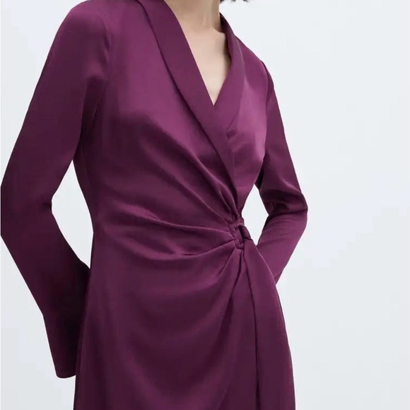 Mango (MNG) Silk Wrap Belt Dress Size 4 - Picture 3 of 9